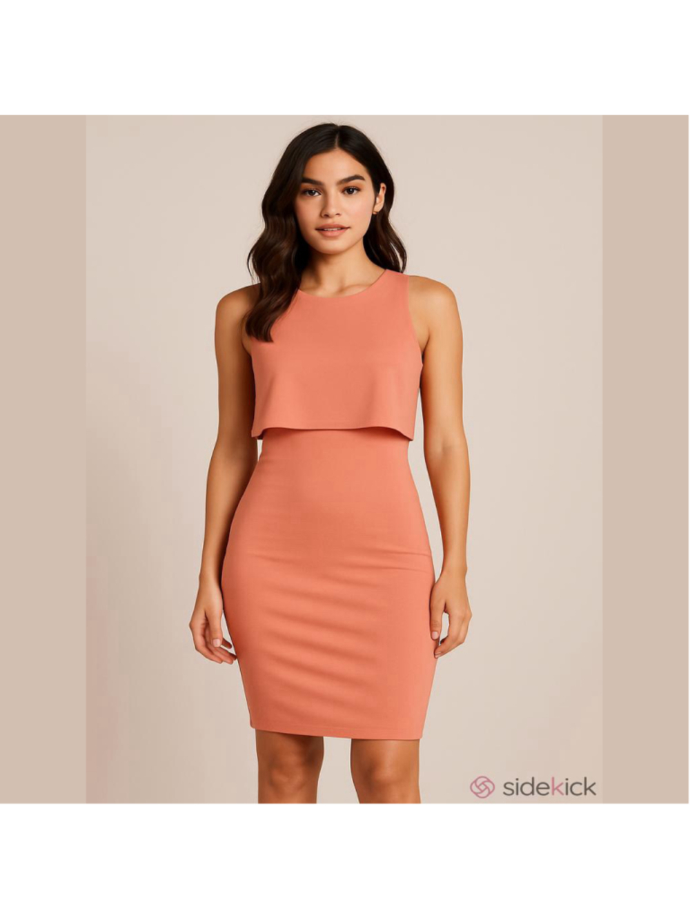 NWT Lakefield & Co Coral Popover Midi Dress Sleeveless Peach Bodycon M
